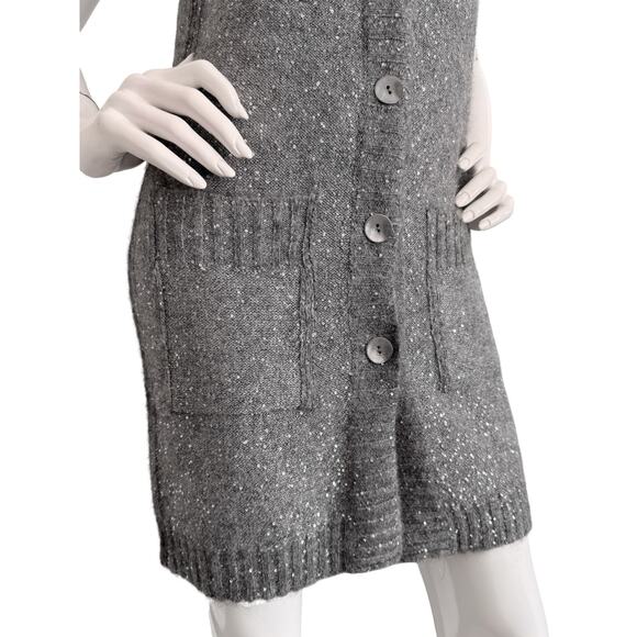D. Exterior Sweater Vest Wool Angora Blend Knit Sequin Embellished Gray Small - Picture 7 of 7